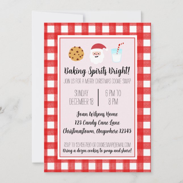 Watercolor Santa Milk and Cookie Swap Invitation (Front)