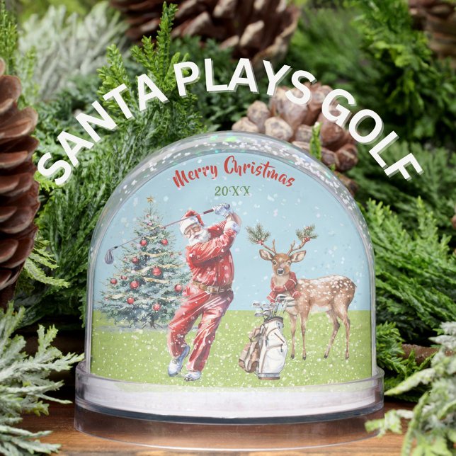 WATERCOLOR SANTA PLAYS GOLF REINDEER WAITS SNOW  (Créateur téléchargé)