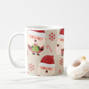Watercolor Santa Snowflake Candy Cane Christmas Coffee Mug