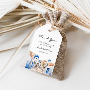 Watercolor Santorini Greece Destination Favour Gift Tags