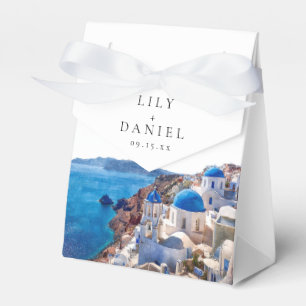 Watercolor Santorini Greece Destination Wedding Favor Box