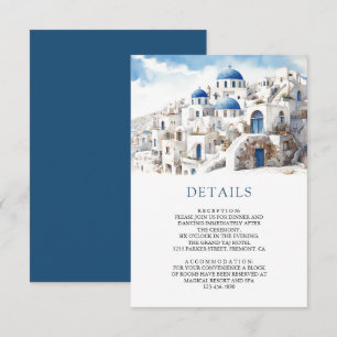 Watercolor Santorini Greece Wedding Details Enclosure Card