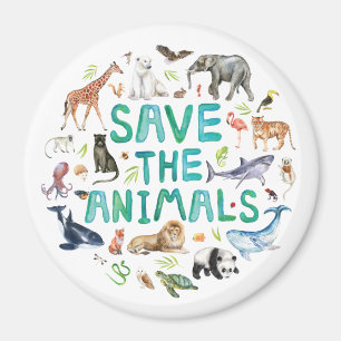 Watercolor Save the Animals Magnet