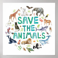 Watercolor Save the Animals