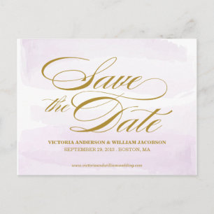 WATERCOLOR SAVE THE DATE ANNOUNCEMENT POSTCARD