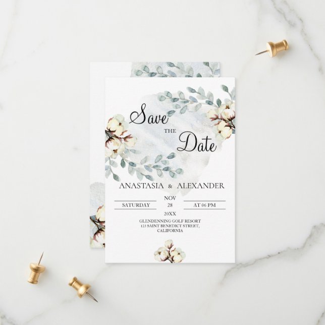 Watercolor Save the Date. Save The Date (Front/Back In Situ)