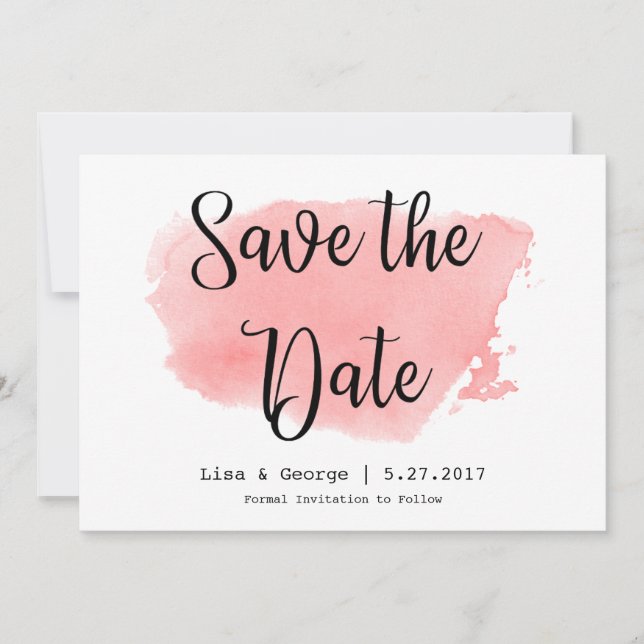 Watercolor Save the Date with Custom Photo (Front)