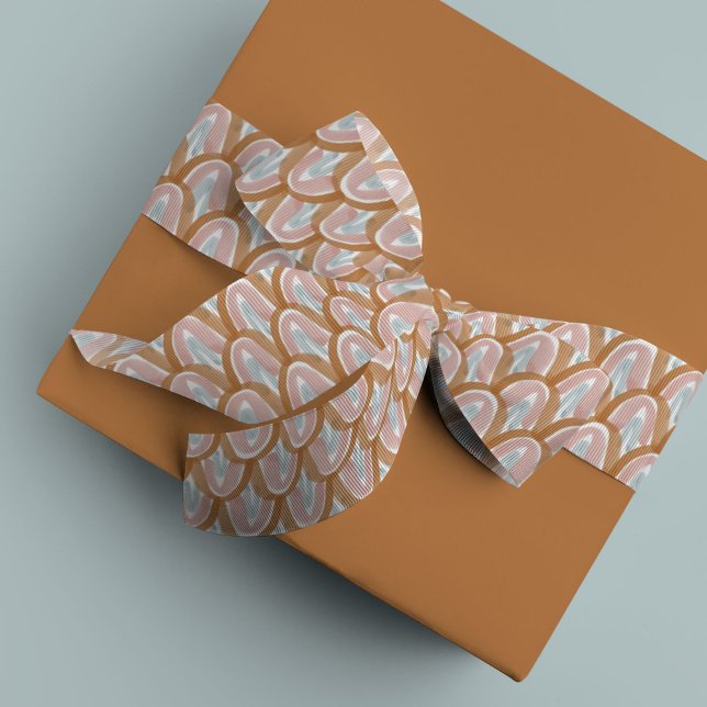 Watercolor Scales in Earth Tones Grosgrain Ribbon (Earth tones, pink, and blue watercolor scale ribbon)