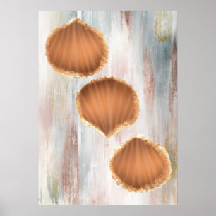Watercolor Scalloped Seashells Art Poster