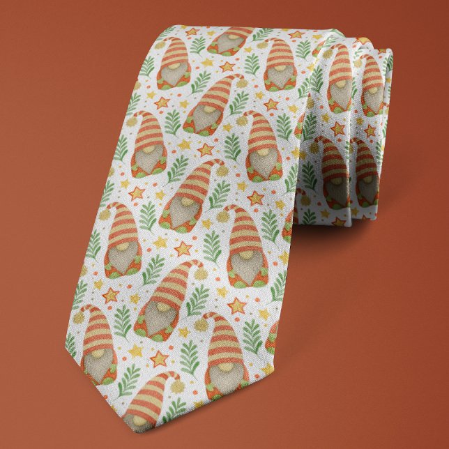Watercolor Scandinavian Gnome Cute Christmas Tie (Creator Uploaded)