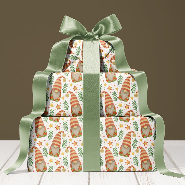 Watercolor Scandinavian Gnome Cute Christmas Wrapping Paper Sheet (Creator Uploaded)