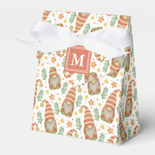 Watercolor Scandinavian Gnome Monogram Christmas Favor Box