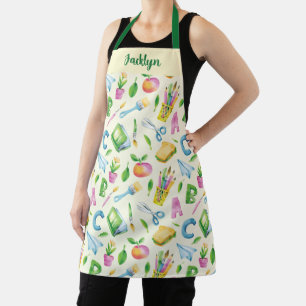 Watercolor School Art Teacher Design Apron