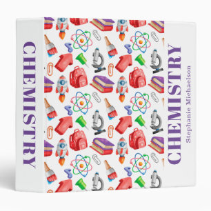 Watercolor School Supply Personalized Binder