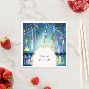 Watercolor Science Magic Scientist Birthday Napkin