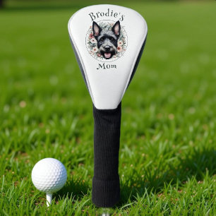 Watercolor Scottie and Floral Wreath Golf Head Cover