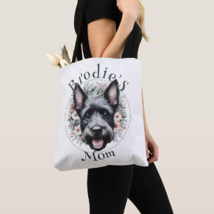Watercolor Scottie and Floral Wreath Tote Bag