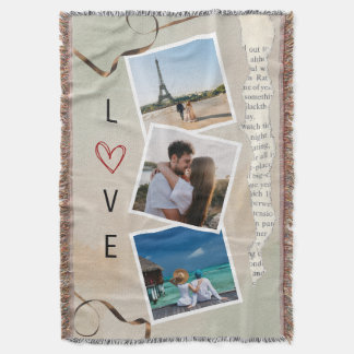Watercolor Scrapbook Love Photo Design Throw Blanket