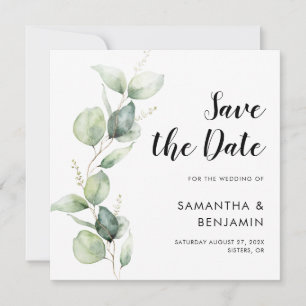 Watercolor Script Botanical Wedding Save the Date