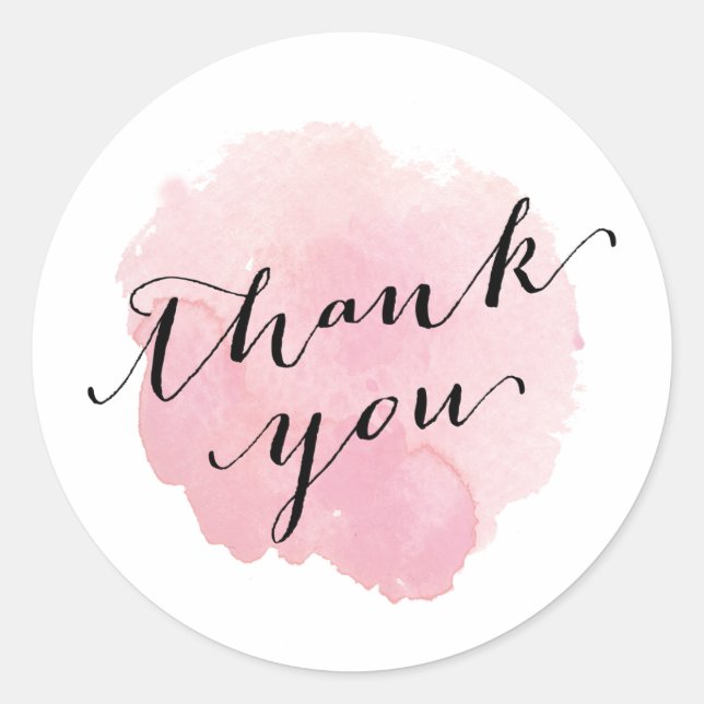 Watercolor Script Modern | Thank You Classic Round Sticker (Front)