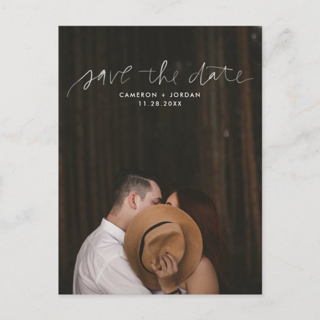 Watercolor Script Save the Date Postcards (Front)