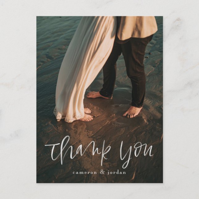 Watercolor Script Thank You Portrait Postcards (Front)