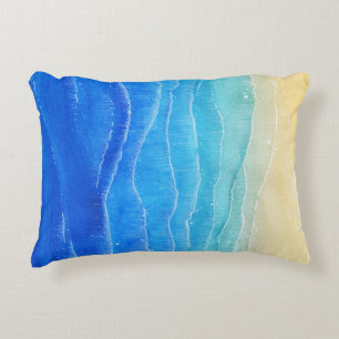 Watercolor sea and beach view. accent pillow