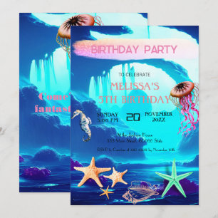 Watercolor Sea Animals Birthday Party Invitation