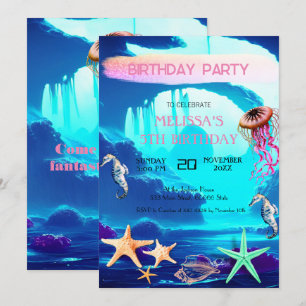 Watercolor Sea Animals Birthday Party Invitation