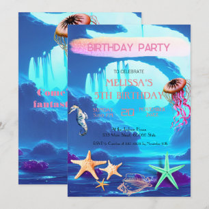 Watercolor Sea Animaux Invitation de fête d'annive
