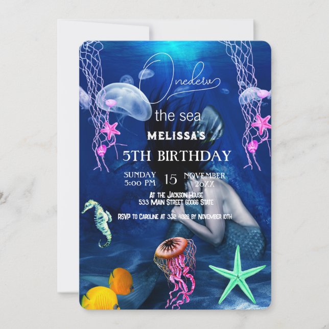 Watercolor Sea Animaux Invitation de fête d'annive (Devant)