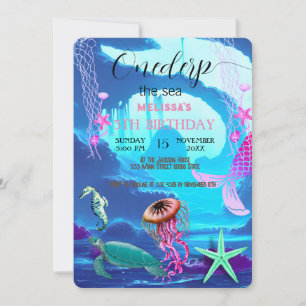 Watercolor Sea Animaux Invitation de fête d'annive