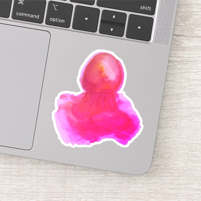 Watercolor Sea Creature Hot Pink Jellyfish (Detail)