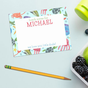 Watercolor Sea Creatures Personalized Lunch Notes
