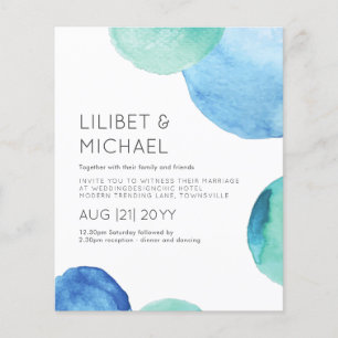 Watercolor Sea Glass Abstract  Teal Green Wedding Flyer
