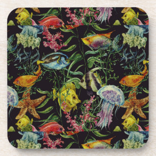 Watercolor Sea Life Pattern 1 Coaster