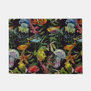 Watercolor Sea Life Pattern 1 Doormat