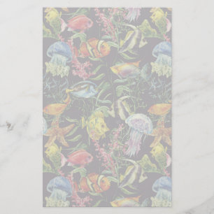 Watercolor Sea Life Pattern 1 Stationery