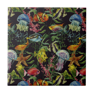 Watercolor Sea Life Pattern 1 Tile