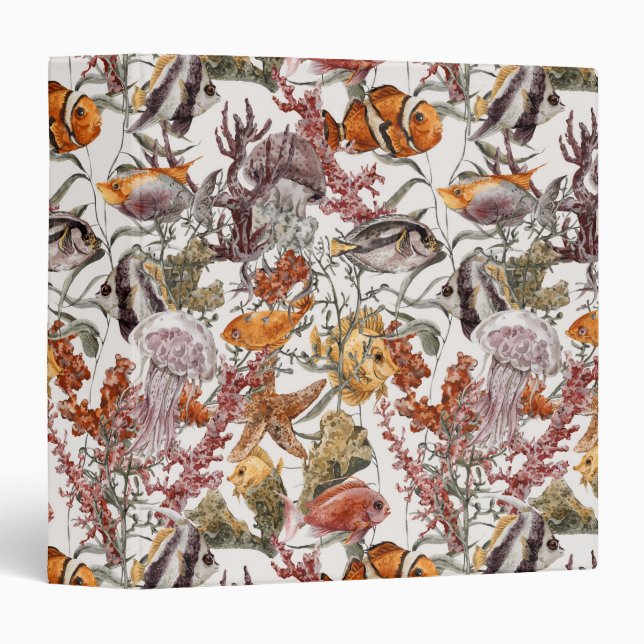 Watercolor Sea Life Pattern 2 Binder (Front/Spine)