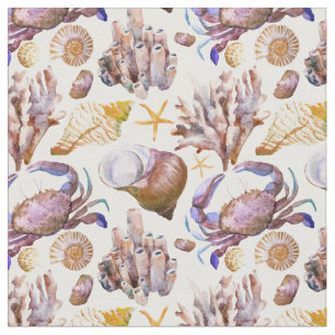 Watercolor Sea Life Pattern 4 Fabric