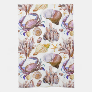 Watercolor Sea Life Pattern 4 Kitchen Towel