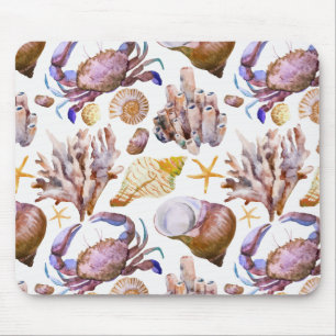 Watercolor Sea Life Pattern 4 Mouse Pad