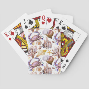 Watercolor Sea Life Pattern 4 Playing Cards