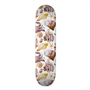 Watercolor Sea Life Pattern 4 Skateboard