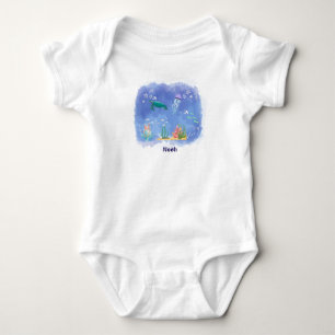 Watercolor Sea Life Personalized Baby Bodysuit