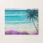 Watercolor Sea Ocean Beach Tropical Seascape Jigsaw Puzzle<br><div class="desc">This design may be personalized by clicking the customize button and changing the colour, adding a name, initials or your favourite words. Contact me at colorflowcreations@gmail.com if you with to have this design on another product. Purchase my original abstract acrylic painting for sale at www.etsy.com/shop/colorflowart. See more of my creations...</div>