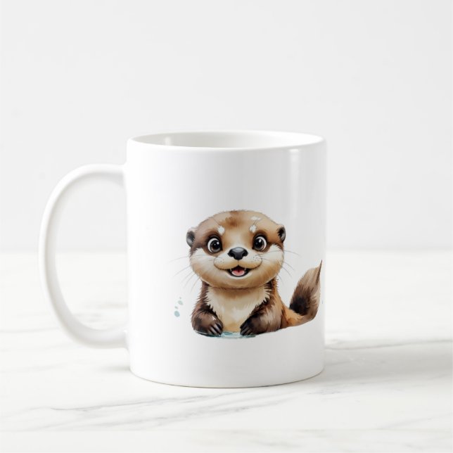 Watercolor Sea Otter Mug - Ocean Lover Gift (Left)