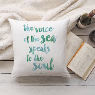 Watercolor Sea Quote Throw Pillow