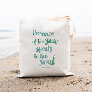 Watercolor Sea Quote Tote Bag